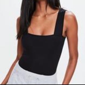 NWT Black square neck thick strap body suit
